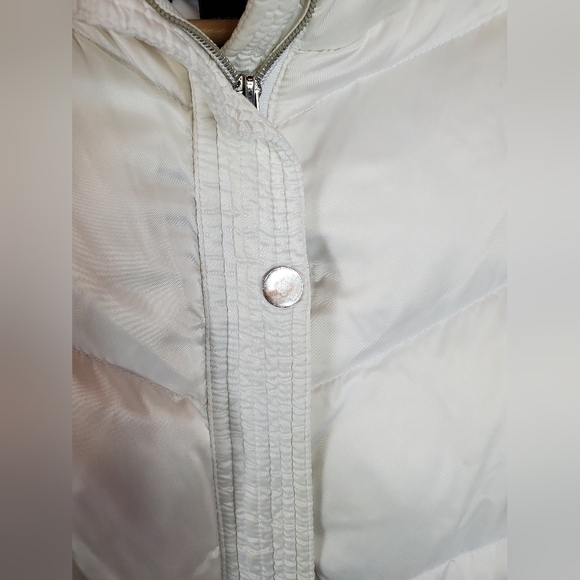DANIER leather womens white long goose down jacket. Size xs. EUC - Picture 5 of 13